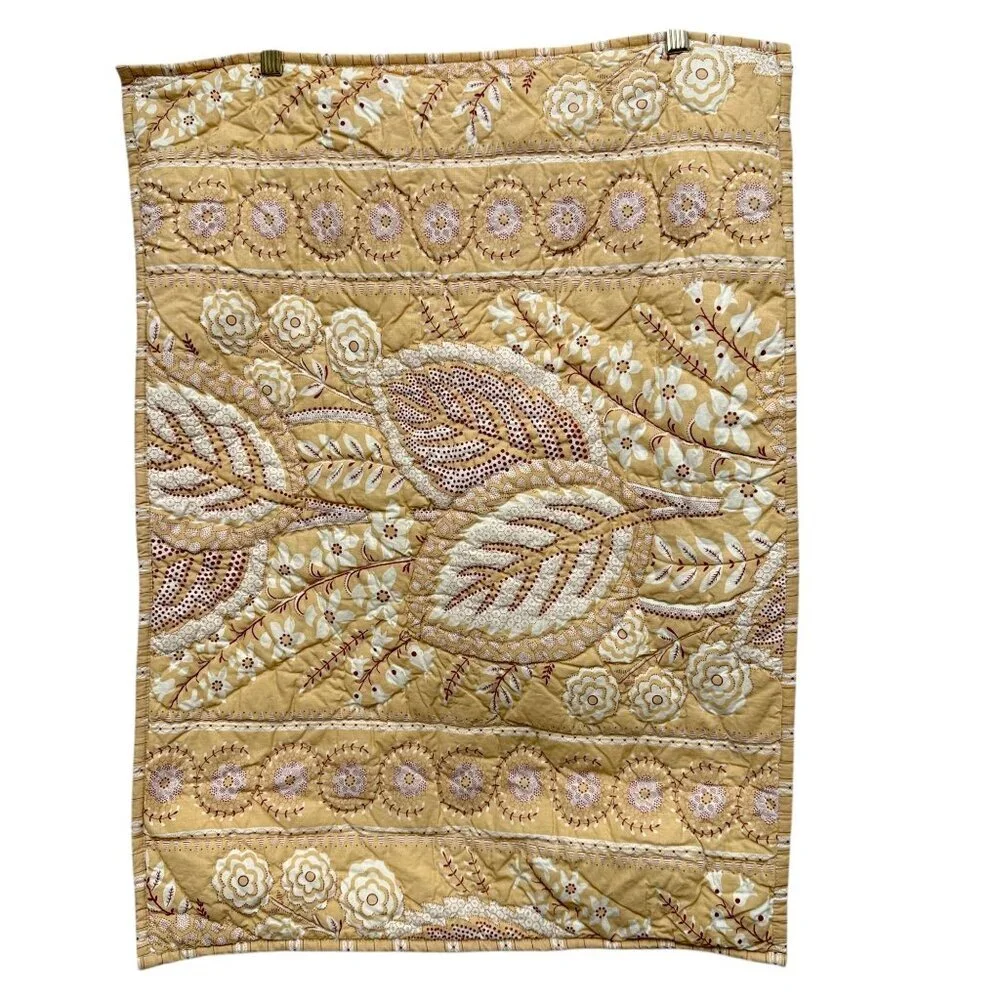 Restoration Hardware Quilted Pillow Sham Yellow Paisley Standard Pillowcase RefA